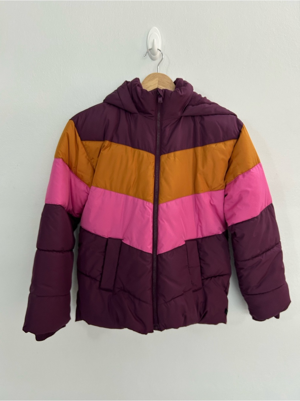 Kids Colorblock Puffer Jacket - Purple, Pink & Gold